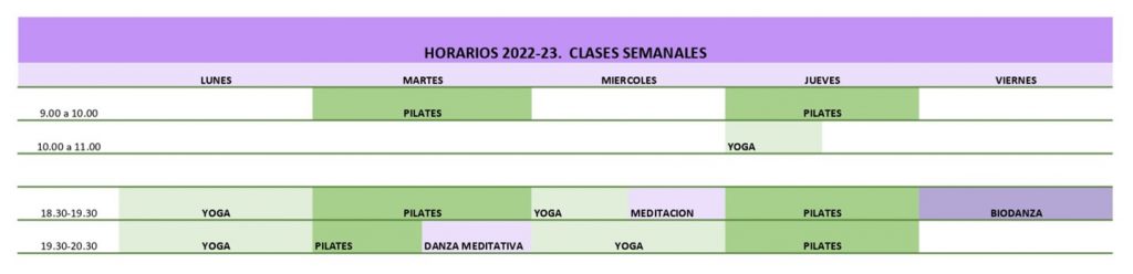 clases semanales de yoga, pilates, taichi en madrid