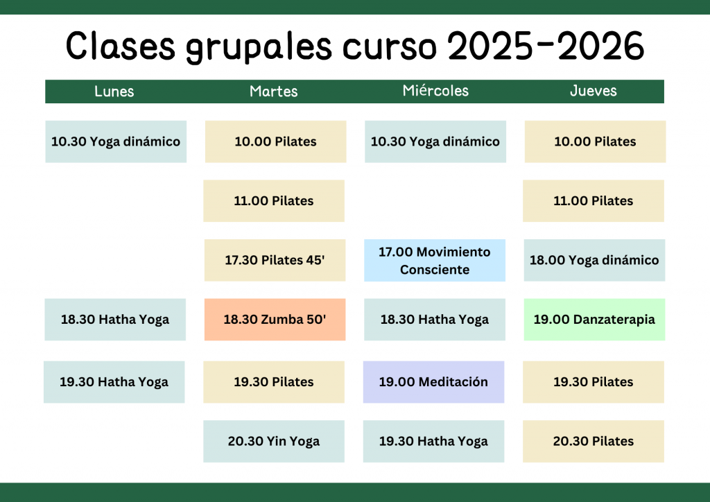 horarios clases semanales vidaes curso 2025 2026